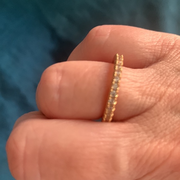 Gold Plated Ring with CZ Diamond Eternity Size 6.25 - Picture 3 of 5